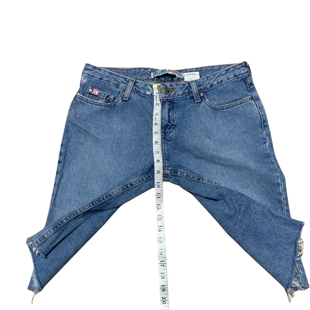 Mudd Bermuda Jean Shorts Women’s 11 Blue Denim Casual Cut Offs Raw Hem Jorts